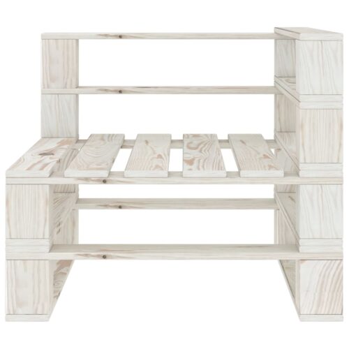 Garden 2-Seater Pallet Sofa White Solid Pinewood - Image 4