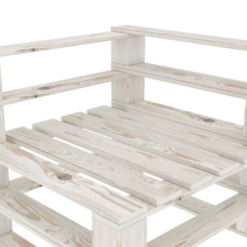 Garden 2-Seater Pallet Sofa White Solid Pinewood - Image 6