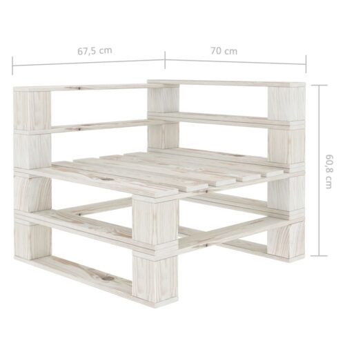 Garden 2-Seater Pallet Sofa White Solid Pinewood - Image 7