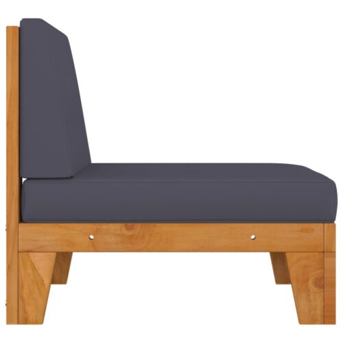 Sectional Middle Sofa with Dark Grey Cushions Solid Acacia Wood - Image 3