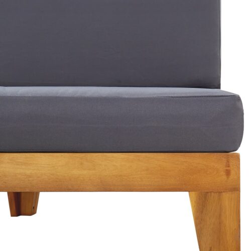 Sectional Middle Sofa with Dark Grey Cushions Solid Acacia Wood - Image 5