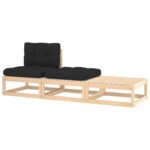 3-Piece Garden Lounge Set with Cushions Solid Pinewood