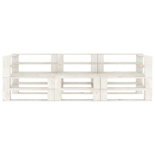 3-Seater Outdoor Pallet Sofa Set Garden Patio Lounge Bench Chair Pine White - Image 2