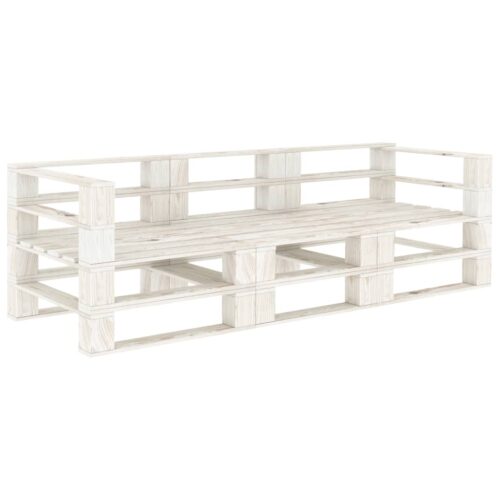 3-Seater Outdoor Pallet Sofa Set Garden Patio Lounge Bench Chair Pine White