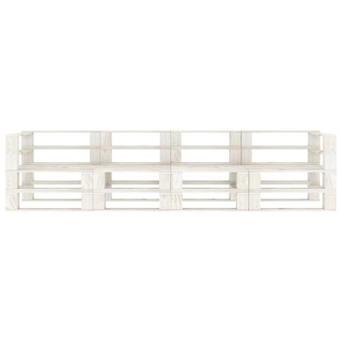 4-Seater Outdoor Pallet Lounge Set Garden Patio Sofa Bench Chairs Pine Wood White - Image 12