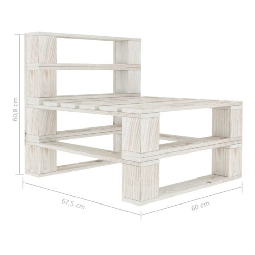 4-Seater Outdoor Pallet Lounge Set Garden Patio Sofa Bench Chairs Pine Wood White - Image 11