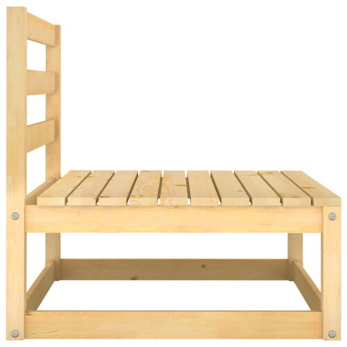 Garden Middle Sofa with Grey Cushions Solid Pinewood - Image 4
