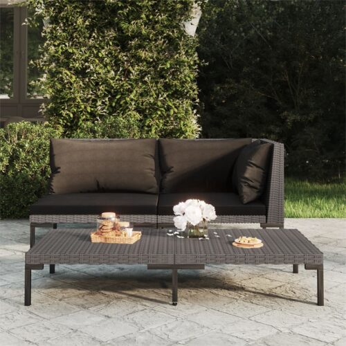 Garden Sofa with Cushions Half Round Poly Rattan - Image 2