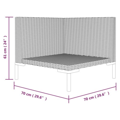 Garden Sofa with Cushions Half Round Poly Rattan - Image 6