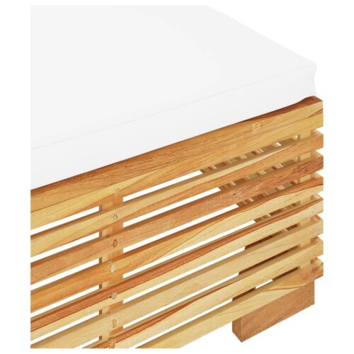 Garden Footrest with Cream Cushion Solid Wood Teak - Image 5