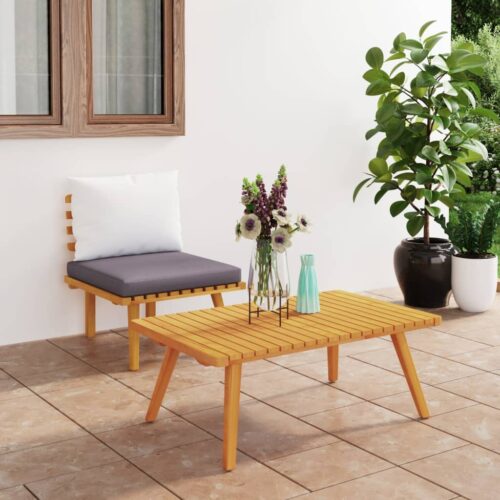 2-Piece Garden Lounge Set with Cushions Solid Acacia Wood - Image 2