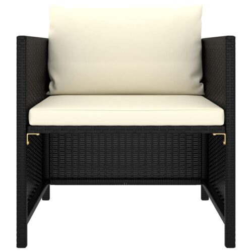 4-Piece Garden Sofa Set with Cushions Black Poly Rattan - Image 7