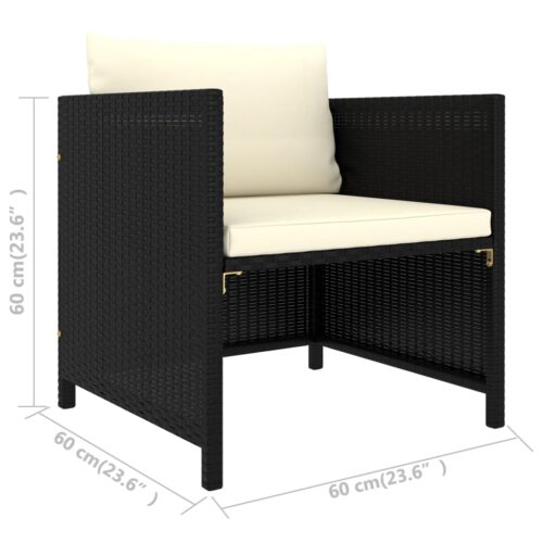 4-Piece Garden Sofa Set with Cushions Black Poly Rattan - Image 10