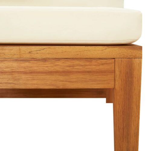 Corner Sofa with Cream White Cushions Solid Acacia Wood - Image 7