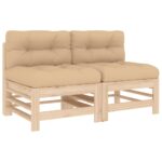 Middle Sofas with Cushions 2pcs Solid Wood Pine