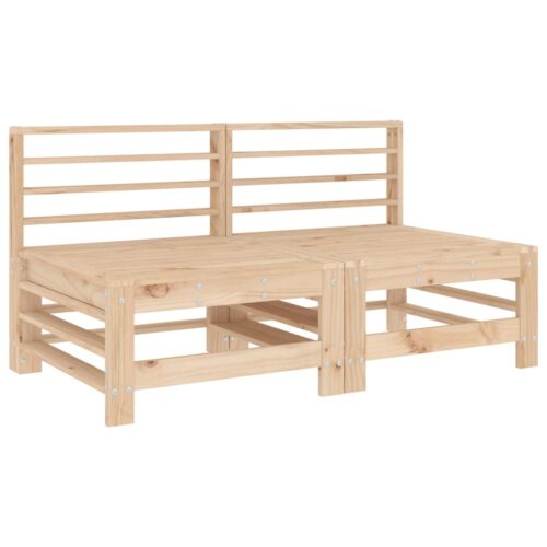 Middle Sofas with Cushions 2pcs Solid Wood Pine - Image 3