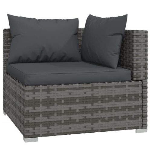 11-Piece Garden Lounge Set with Cushions Poly Rattan Wicker Outdoor Patio Furniture Grey - Image 4