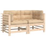 Corner Sofas with Cushions 2pcs Solid Wood Pine