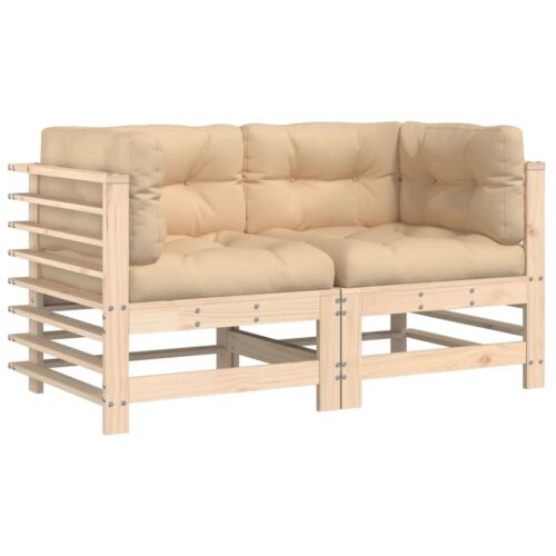 Corner Sofas with Cushions 2pcs Solid Wood Pine