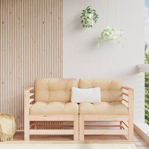 Corner Sofas with Cushions 2pcs Solid Wood Pine - Image 2