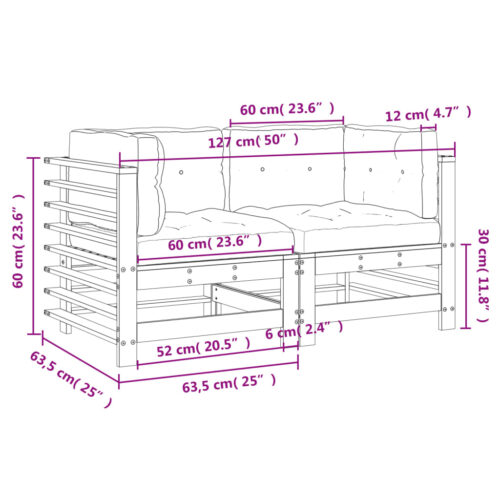 Corner Sofas with Cushions 2pcs Solid Wood Pine - Image 10
