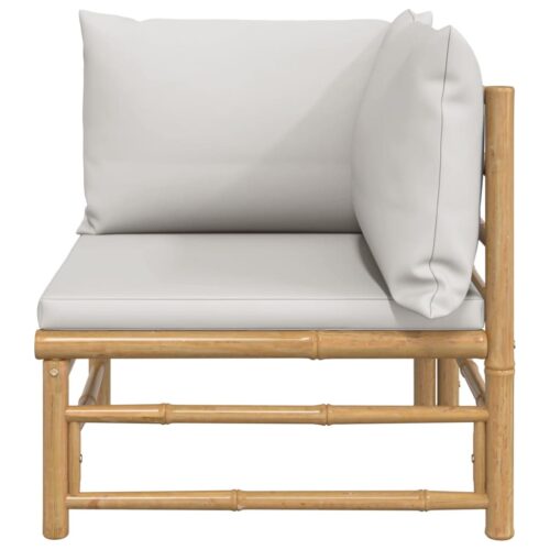 Garden Corner Sofa with Grey Cushions Bamboo - Image 3