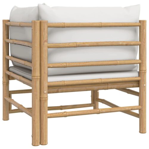 Garden Corner Sofa with Grey Cushions Bamboo - Image 5