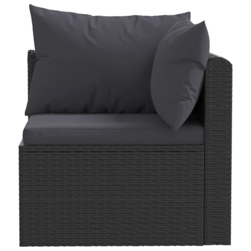 5-Piece Garden Lounge Set with Cushions Poly Rattan Black - Image 4