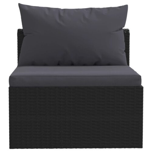 5-Piece Garden Lounge Set with Cushions Poly Rattan Black - Image 6