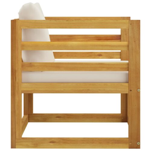Garden Chair with Cream Cushions Solid Acacia Wood - Image 3