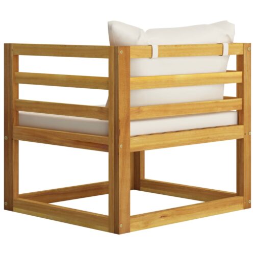 Garden Chair with Cream Cushions Solid Acacia Wood - Image 4