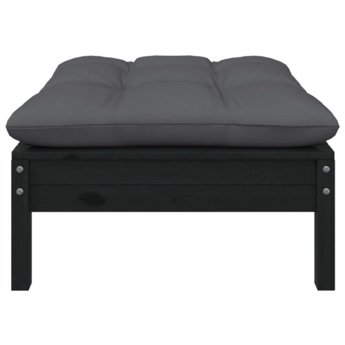Anthracite Black Pine Wood Outdoor Footstool Garden Patio Bench Ottoman Chair Seat - Image 7