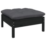 Anthracite Black Pine Wood Outdoor Footstool Garden Patio Bench Ottoman Chair Seat