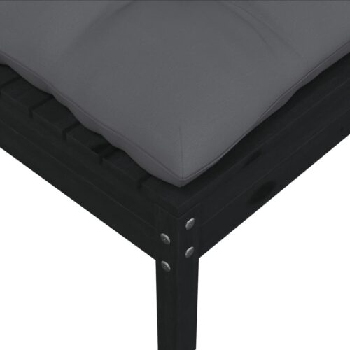 Anthracite Black Pine Wood Outdoor Footstool Garden Patio Bench Ottoman Chair Seat - Image 3