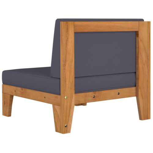 Sectional Corner Sofa Dark Grey Cushions Solid Acacia Wood - Image 4