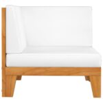 Sectional Corner Sofa Cream White Cushions Solid Acacia Wood