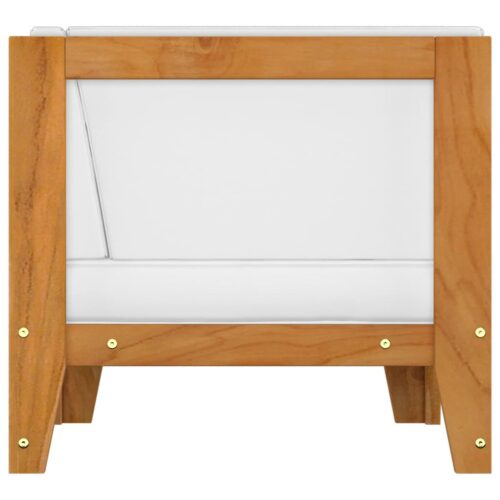 Sectional Corner Sofa Cream White Cushions Solid Acacia Wood - Image 3