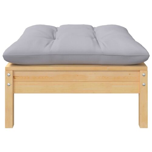 Pine Wood Outdoor Footstool Garden Patio Bench Ottoman Stool Chair Seat Grey - Image 3