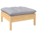 Pine Wood Outdoor Footstool Garden Patio Bench Ottoman Stool Chair Seat Grey