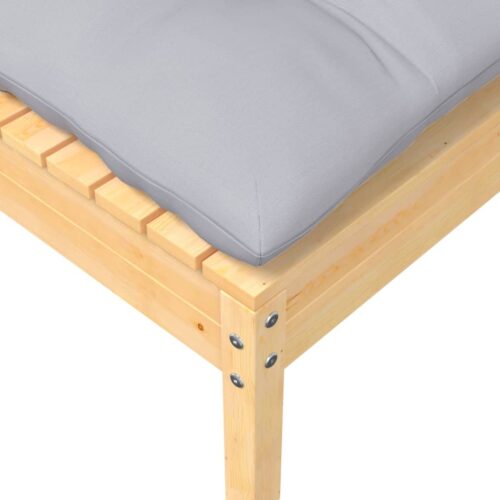 Pine Wood Outdoor Footstool Garden Patio Bench Ottoman Stool Chair Seat Grey - Image 4