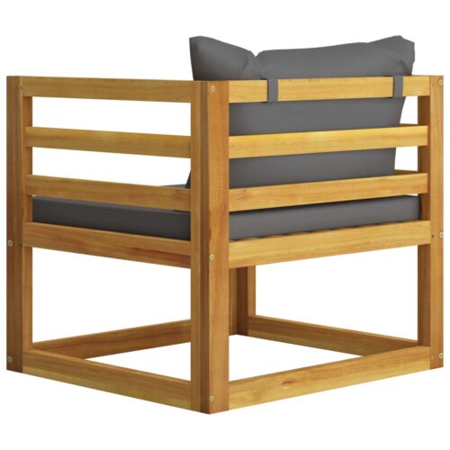 Garden Chair with Dark Grey Cushions Solid Acacia Wood - Image 4