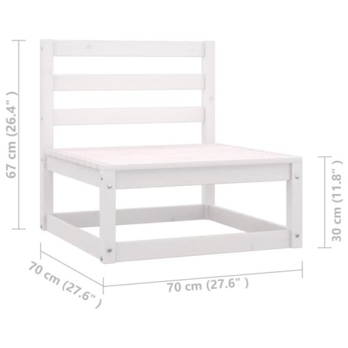 3-Piece Garden Lounge Set with Cushions White Solid Pinewood - Image 8