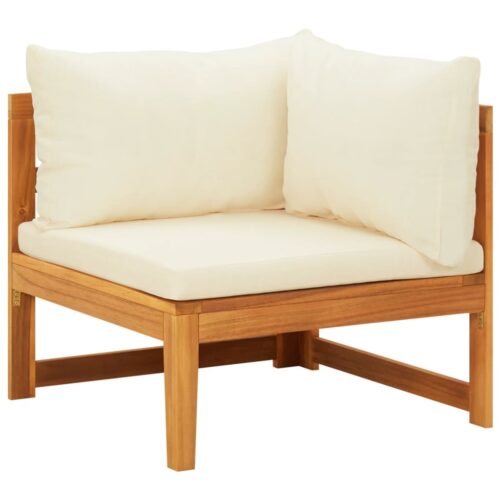 2-Piece Garden Lounge Set with Cream White Cushions Acacia Wood - Image 4
