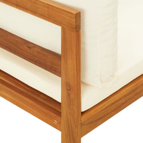 2-Piece Garden Lounge Set with Cream White Cushions Acacia Wood - Image 7
