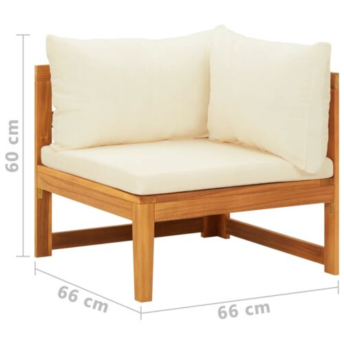 2-Piece Garden Lounge Set with Cream White Cushions Acacia Wood - Image 11
