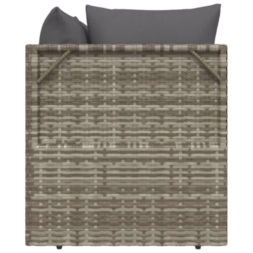 2-Seater Garden Sofa with Cushions Grey Poly Rattan - Image 5