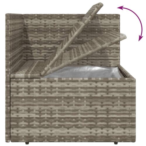 2-Seater Garden Sofa with Cushions Grey Poly Rattan - Image 8