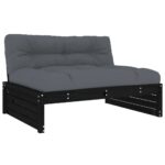Middle Sofa Black 120x80cm Solid Wood Pine