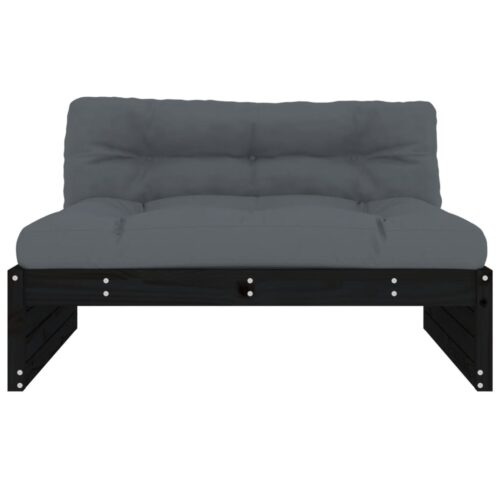 Middle Sofa Black 120x80cm Solid Wood Pine - Image 3