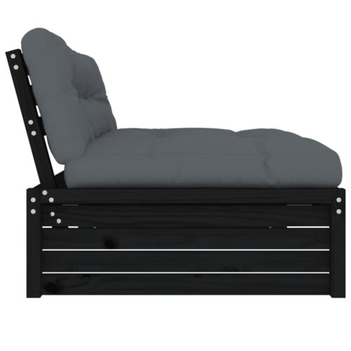 Middle Sofa Black 120x80cm Solid Wood Pine - Image 4